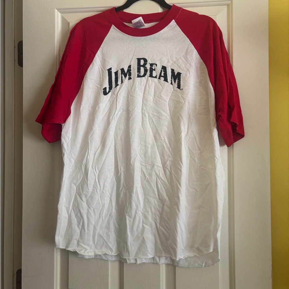 Jim Beam Red and White Baseball Tee